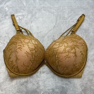 Victorias Secret Very‎ Sexy Push Up Bra Womens 34DDD Gold Lace Floral Adds 1 Cup